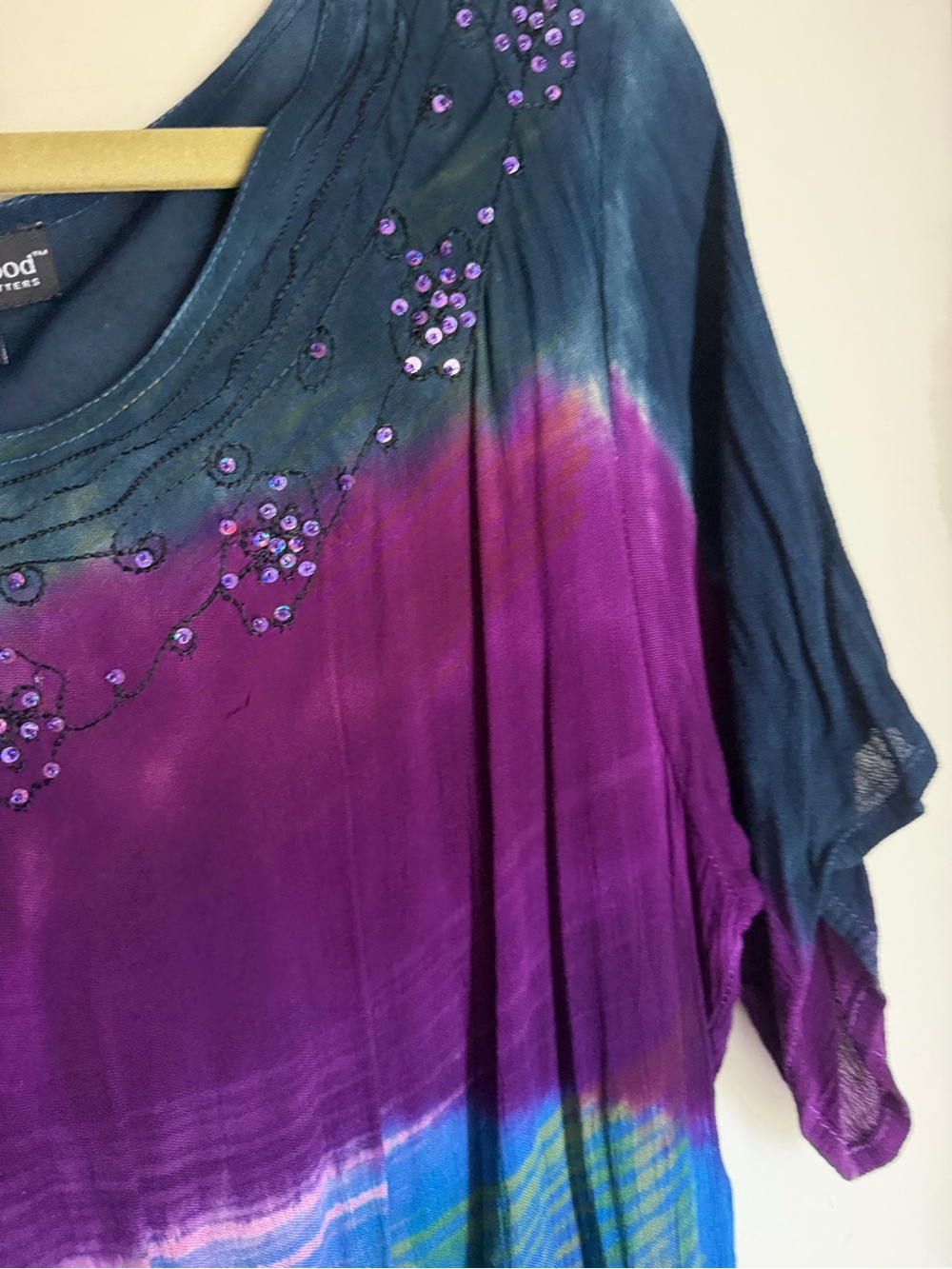 Greater good rayon brushedMulticolor Tie-Dye Embellished Tunic sky tunic free sz - Picture 6 of 9
